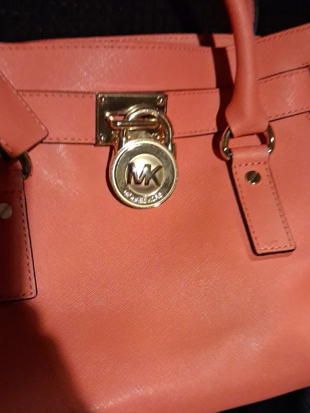 Michael Kors Coral Leather Tote with Gold Logo Medallion - Picture 1 of 6